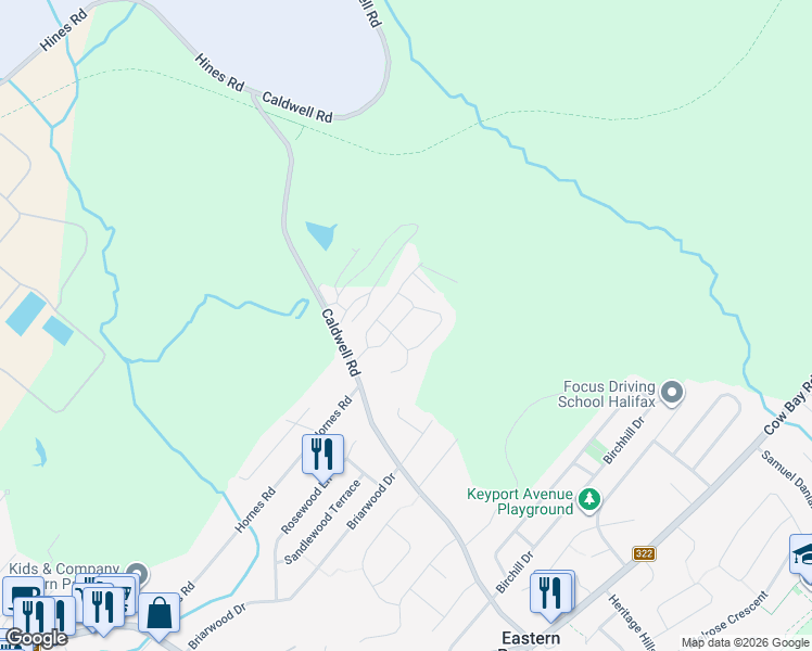 map of restaurants, bars, coffee shops, grocery stores, and more near 29 Maple Lane in Eastern Passage