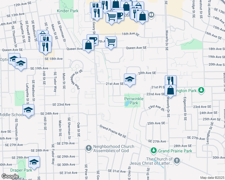 map of restaurants, bars, coffee shops, grocery stores, and more near 2188 Southeast Chicago Street in Albany