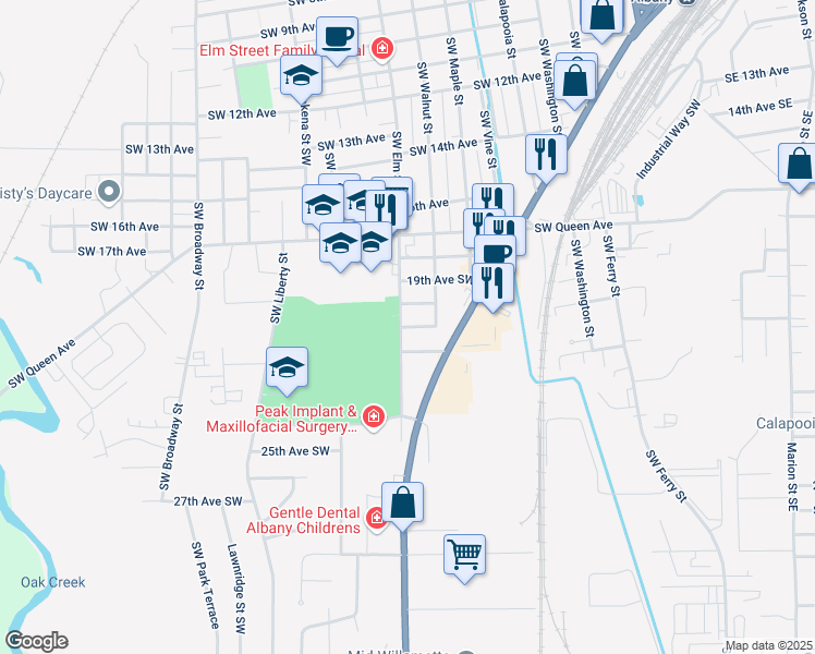 map of restaurants, bars, coffee shops, grocery stores, and more near 945 22nd Avenue Southwest in Albany