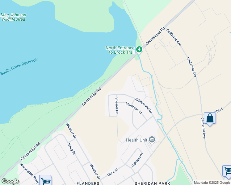 map of restaurants, bars, coffee shops, grocery stores, and more near 1117 Bridlewood Drive in Brockville