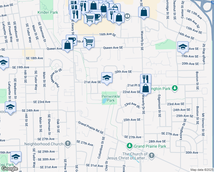 map of restaurants, bars, coffee shops, grocery stores, and more near 2196 21st Avenue Southeast in Albany