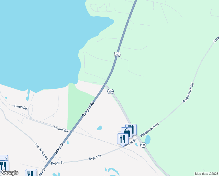 map of restaurants, bars, coffee shops, grocery stores, and more near 61 Thorndike Road in Unity