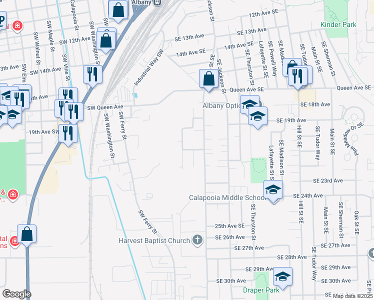 map of restaurants, bars, coffee shops, grocery stores, and more near 2020 Southwest Lyon Street in Albany