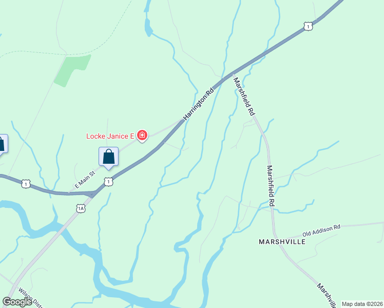 map of restaurants, bars, coffee shops, grocery stores, and more near 26 Cates Road in Harrington