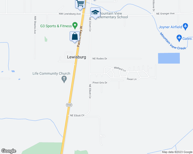map of restaurants, bars, coffee shops, grocery stores, and more near Teal Lane in Corvallis