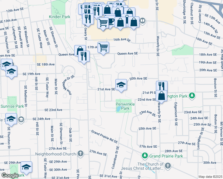 map of restaurants, bars, coffee shops, grocery stores, and more near 2196 21st Avenue Southeast in Albany