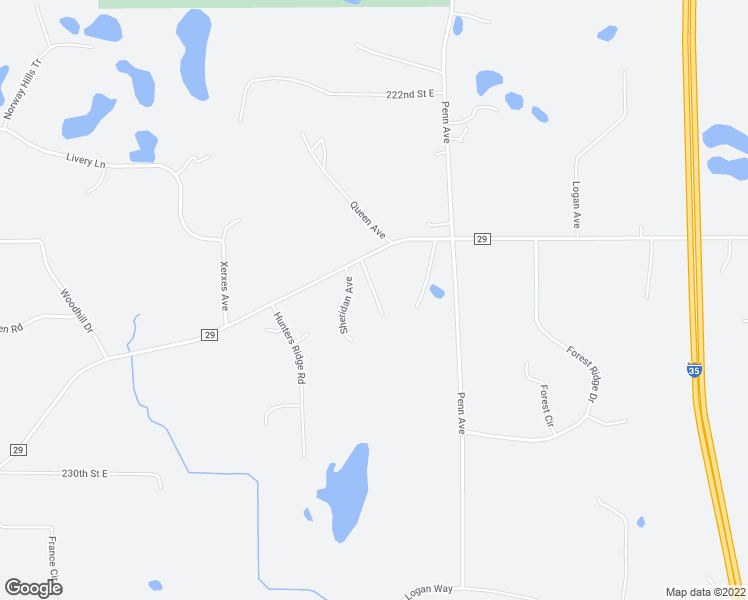 map of restaurants, bars, coffee shops, grocery stores, and more near 10289 Woodhill Boulevard in Lakeville