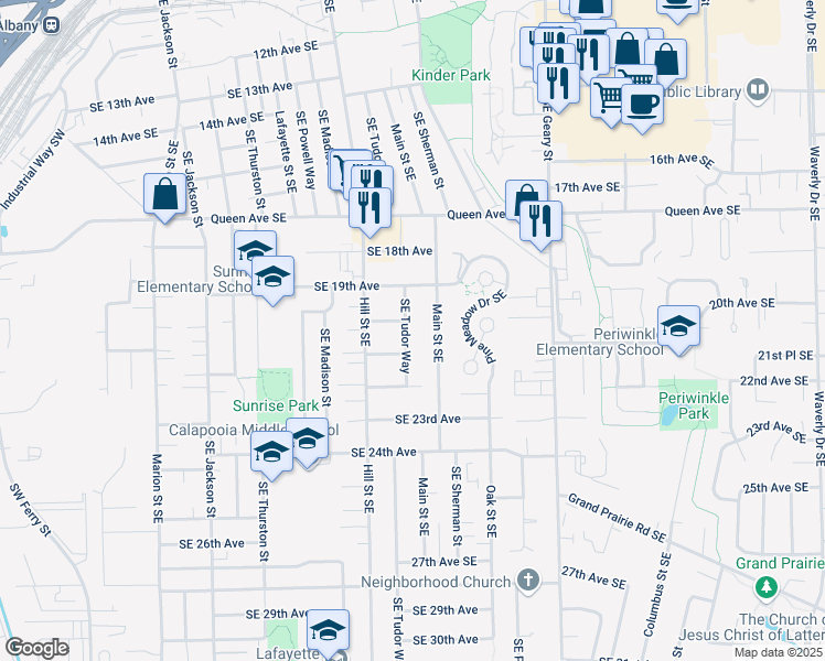 map of restaurants, bars, coffee shops, grocery stores, and more near 2015 Southeast Tudor Way in Albany