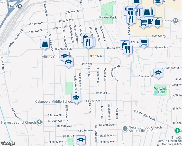 map of restaurants, bars, coffee shops, grocery stores, and more near 1010 Southeast 20th Avenue in Albany