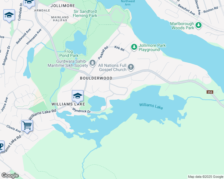map of restaurants, bars, coffee shops, grocery stores, and more near 8 Litchfield Crescent in Halifax