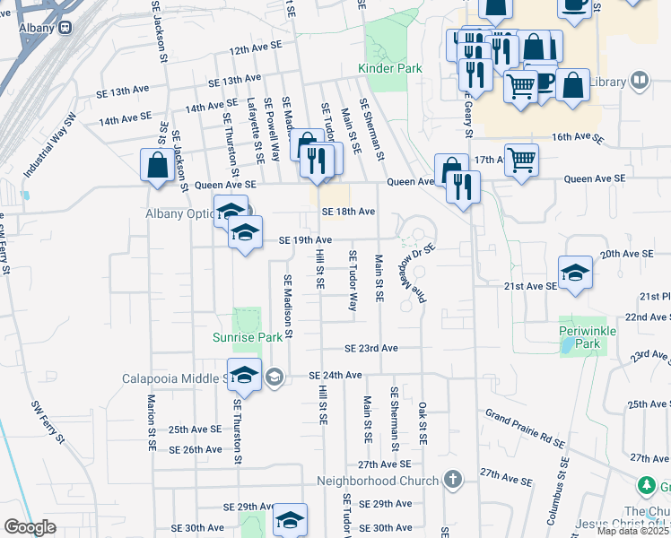 map of restaurants, bars, coffee shops, grocery stores, and more near 1010 Southeast 20th Avenue in Albany