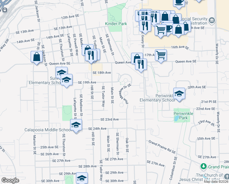 map of restaurants, bars, coffee shops, grocery stores, and more near 2005 Main Street Southeast in Albany