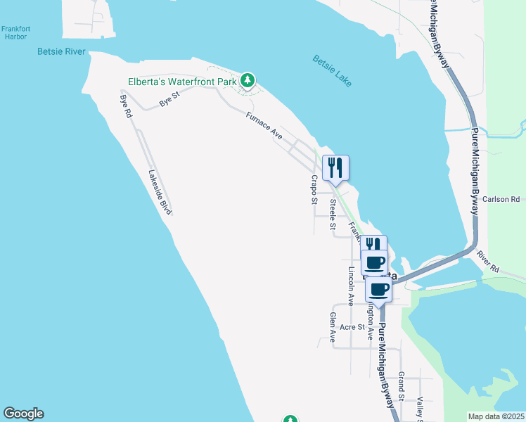 map of restaurants, bars, coffee shops, grocery stores, and more near in Elberta