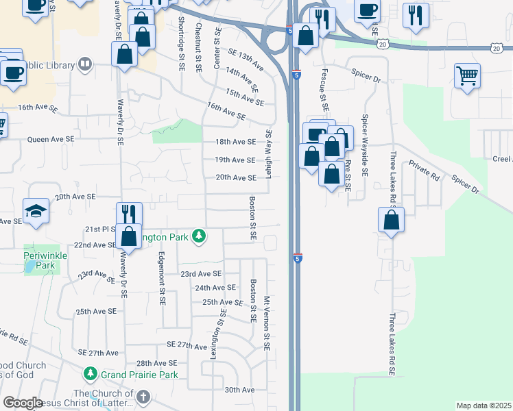 map of restaurants, bars, coffee shops, grocery stores, and more near 3261 Oxford Avenue Southeast in Albany