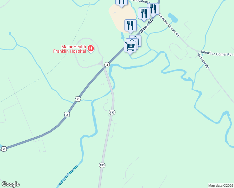 map of restaurants, bars, coffee shops, grocery stores, and more near 224 Livermore Falls Road in Farmington
