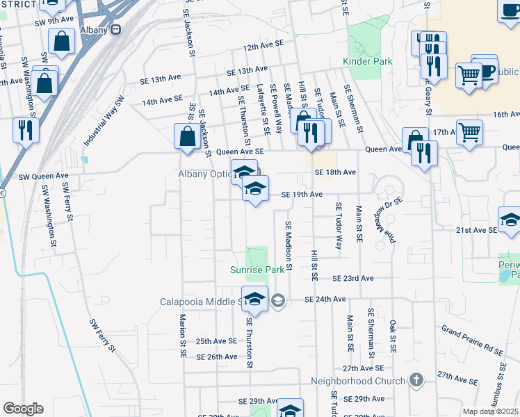 map of restaurants, bars, coffee shops, grocery stores, and more near 730 Southeast 19th Avenue in Albany
