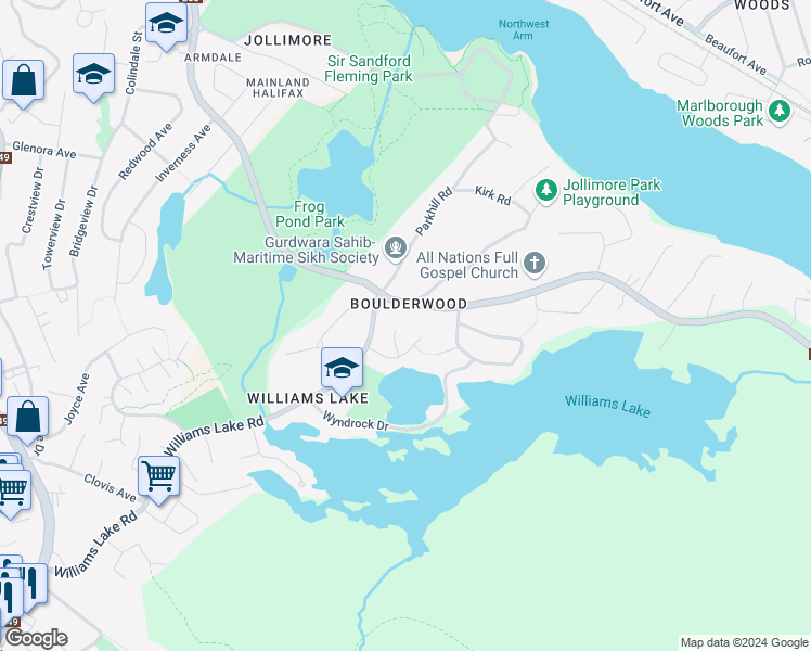 map of restaurants, bars, coffee shops, grocery stores, and more near 5 Letson Court in Halifax