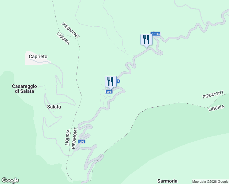 map of restaurants, bars, coffee shops, grocery stores, and more near 41 Frazione Salata in Provincia di Alessandria