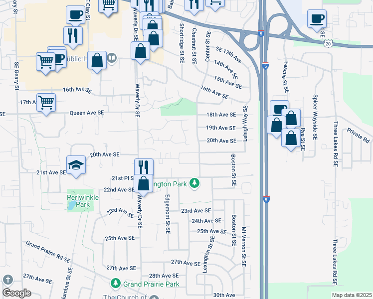 map of restaurants, bars, coffee shops, grocery stores, and more near 3035 20th Avenue Southeast in Albany
