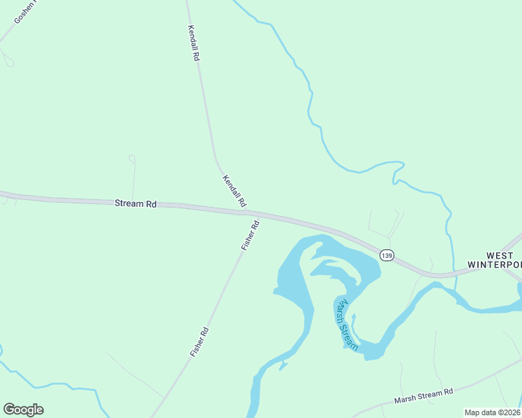 map of restaurants, bars, coffee shops, grocery stores, and more near 635 Stream Road in Winterport