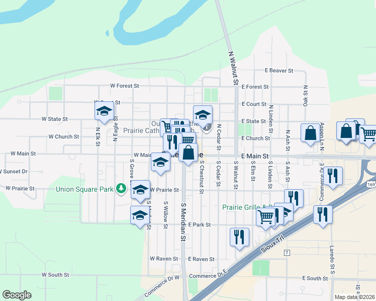 map of restaurants, bars, coffee shops, grocery stores, and more near in Belle Plaine