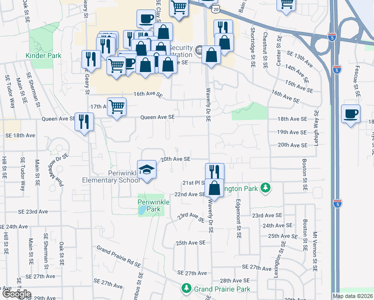 map of restaurants, bars, coffee shops, grocery stores, and more near 1960 Wright Place Southeast in Albany