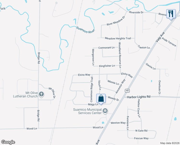 map of restaurants, bars, coffee shops, grocery stores, and more near 2200 Elvira Way in Green Bay