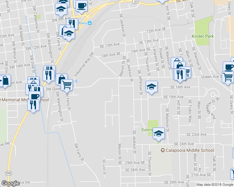 map of restaurants, bars, coffee shops, grocery stores, and more near 293 Southeast 19th Avenue in Albany