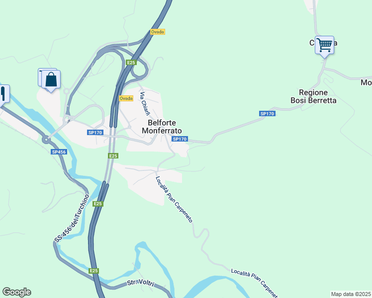 map of restaurants, bars, coffee shops, grocery stores, and more near 5 Via Pastori in Belforte Monferrato