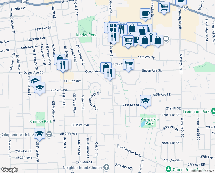 map of restaurants, bars, coffee shops, grocery stores, and more near 1820 Southeast Geary Street in Albany