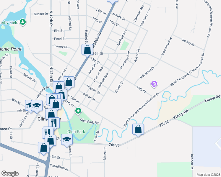 map of restaurants, bars, coffee shops, grocery stores, and more near 72 McKinley Avenue in Clintonville