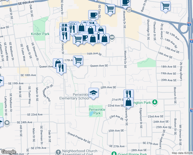 map of restaurants, bars, coffee shops, grocery stores, and more near 1959 Breakwood Circle Southeast in Albany