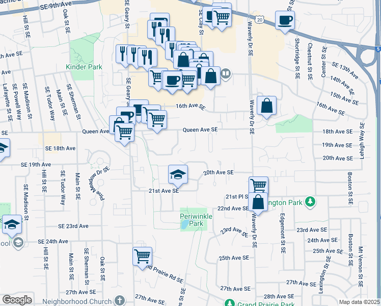 map of restaurants, bars, coffee shops, grocery stores, and more near 1959 Breakwood Circle Southeast in Albany