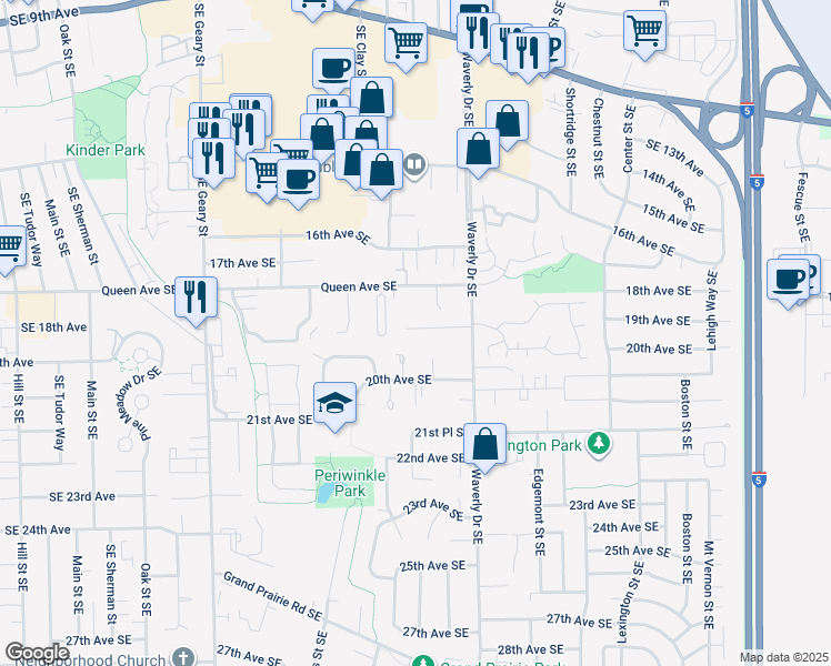 map of restaurants, bars, coffee shops, grocery stores, and more near 1960 Wright Place Southeast in Albany