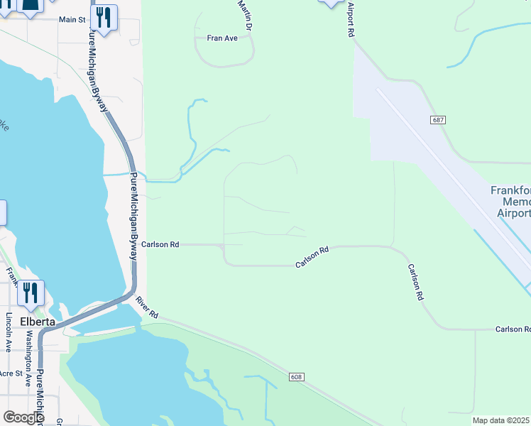 map of restaurants, bars, coffee shops, grocery stores, and more near 641 Bacon Road in Frankfort