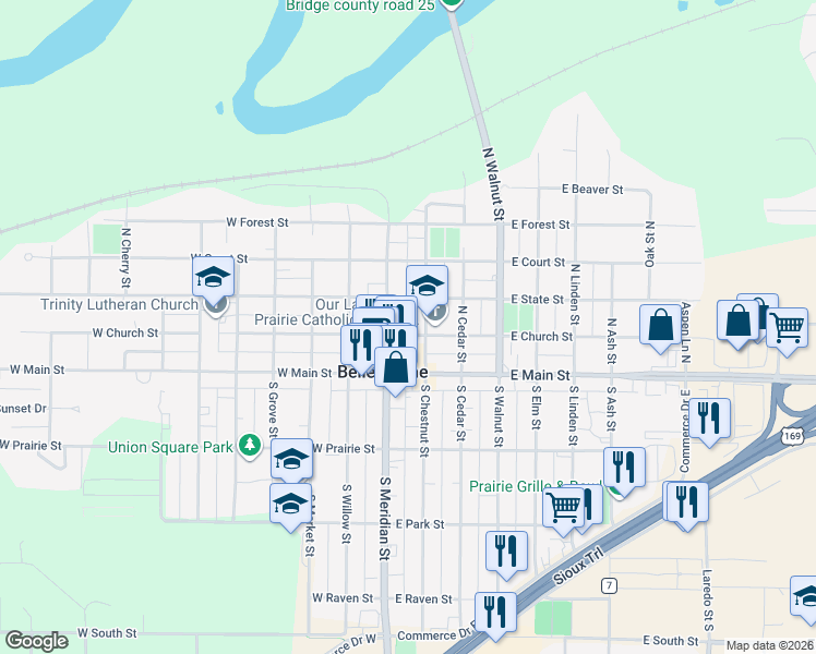 map of restaurants, bars, coffee shops, grocery stores, and more near in Belle Plaine