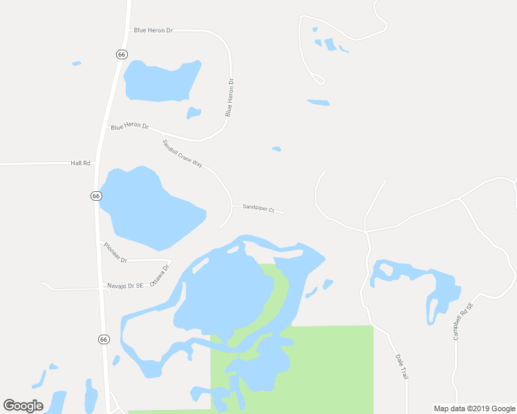 map of restaurants, bars, coffee shops, grocery stores, and more near Sandpiper Court in Kalkaska