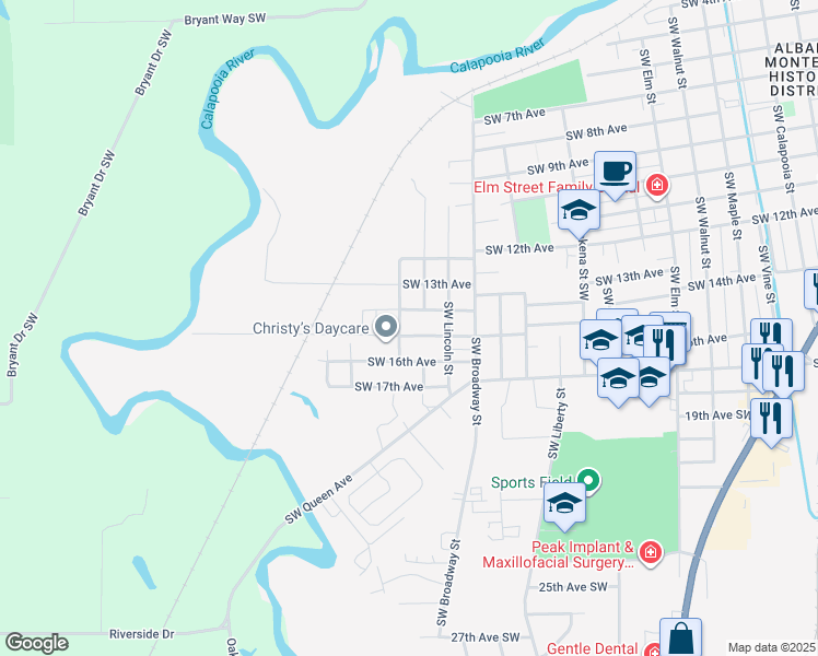map of restaurants, bars, coffee shops, grocery stores, and more near 1837 Southwest 15th Avenue in Albany