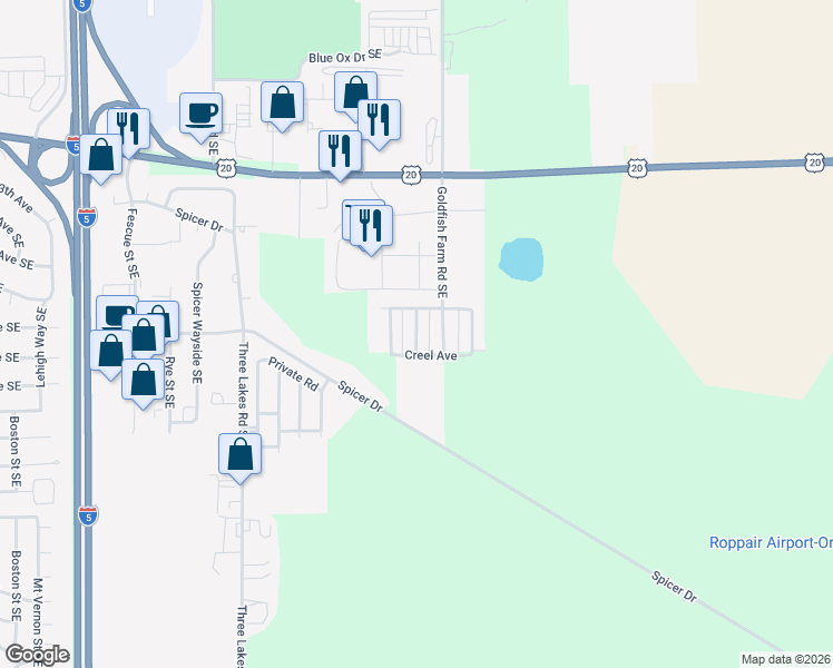 map of restaurants, bars, coffee shops, grocery stores, and more near 3833 Oranda Street in Albany