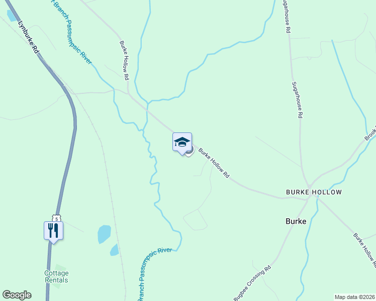 map of restaurants, bars, coffee shops, grocery stores, and more near 3293 Burke Hollow Road in Burke