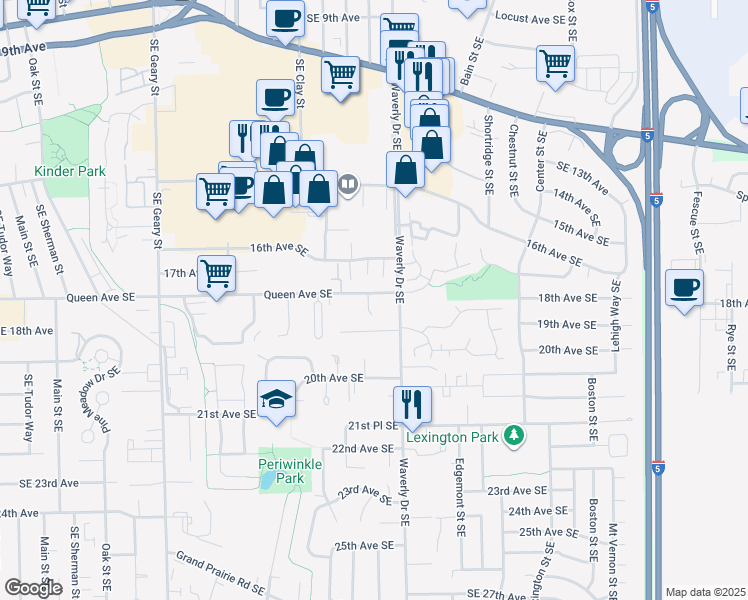 map of restaurants, bars, coffee shops, grocery stores, and more near 1700 Trudell Court Southeast in Albany