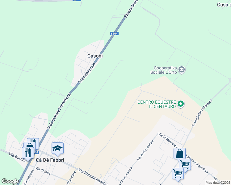 map of restaurants, bars, coffee shops, grocery stores, and more near 33 Via Canaletto in Malalbergo