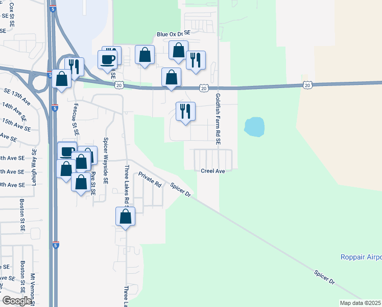 map of restaurants, bars, coffee shops, grocery stores, and more near 3831 Southeast Ryunkin Street in Albany