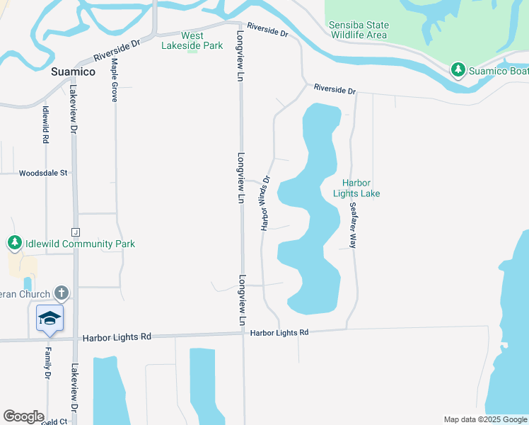 map of restaurants, bars, coffee shops, grocery stores, and more near 3058 Harbor Winds Drive in Suamico