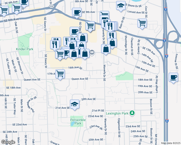 map of restaurants, bars, coffee shops, grocery stores, and more near 1555 Dolores Way in Albany