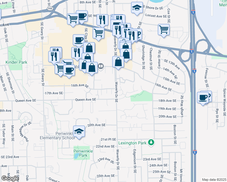 map of restaurants, bars, coffee shops, grocery stores, and more near 2666 16th Avenue Southeast in Albany