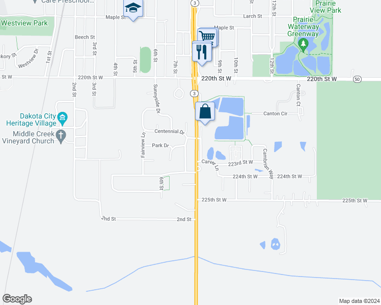 map of restaurants, bars, coffee shops, grocery stores, and more near 640 Park Drive in Farmington