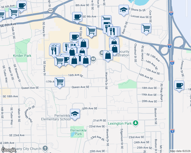 map of restaurants, bars, coffee shops, grocery stores, and more near 1555 Dolores Way in Albany