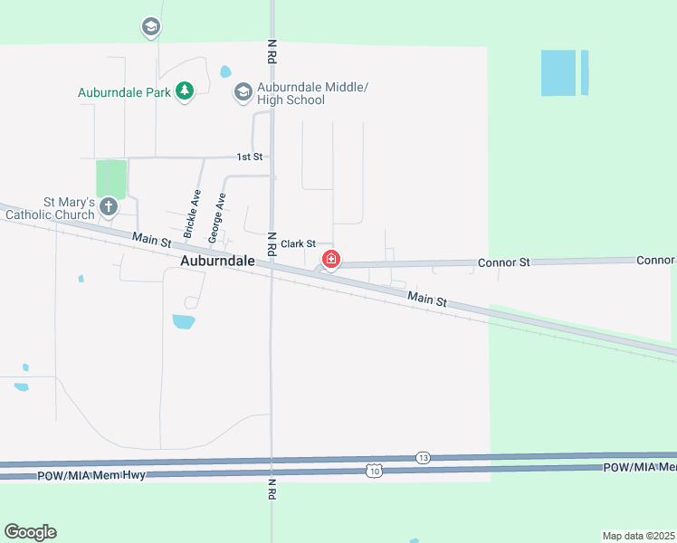 map of restaurants, bars, coffee shops, grocery stores, and more near 5634 Main Street in Auburndale