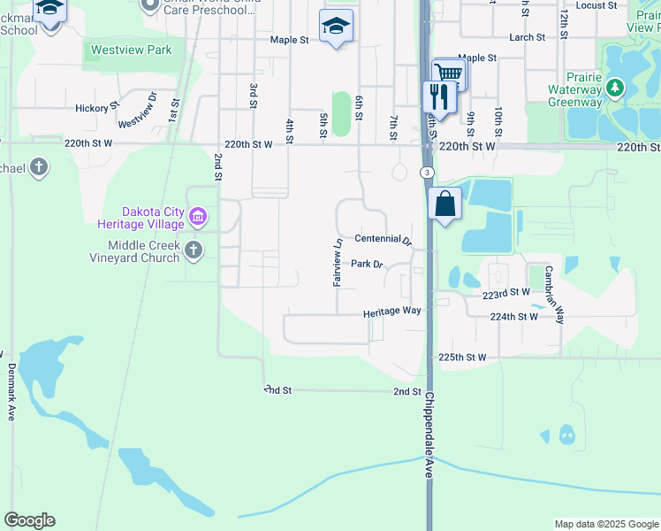map of restaurants, bars, coffee shops, grocery stores, and more near 1308 Fairview Lane in Farmington